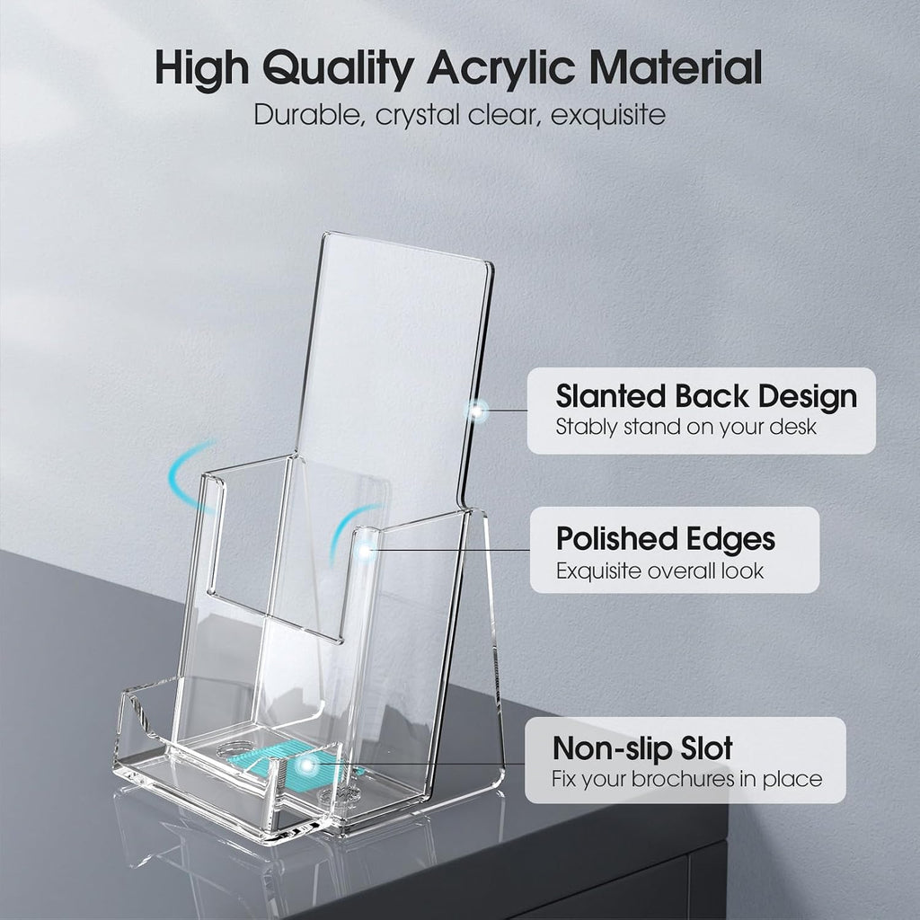 MaxGear Acrylic Brochure Holder Flyer Display Stand 4 x 9 Inch, 2 Pack