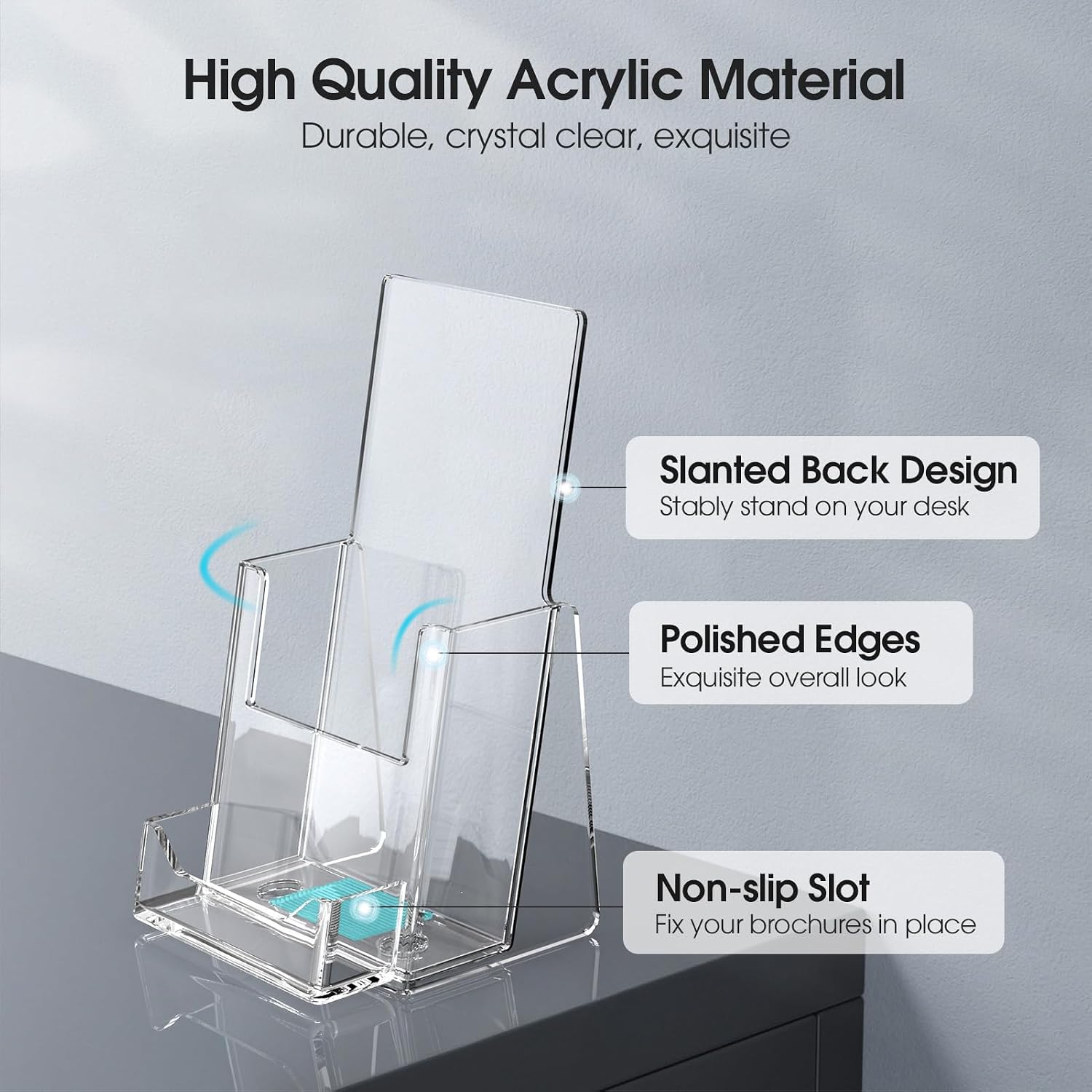 MaxGear Acrylic Brochure Holder Flyer Display Stand 4 x 9 Inch, 2 Pack