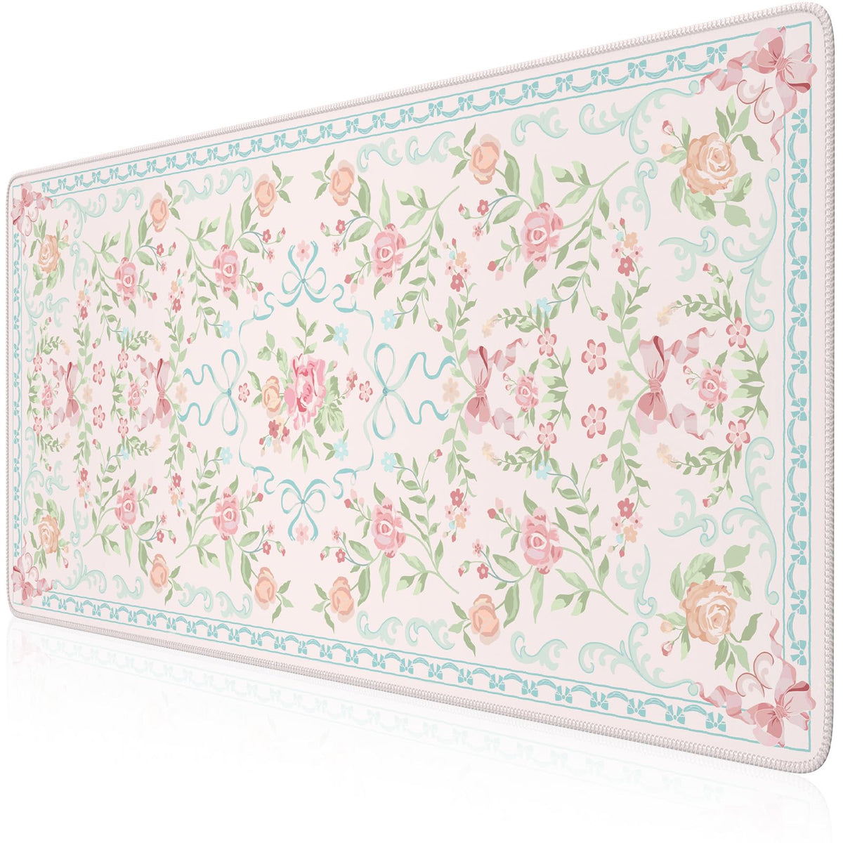 iCasso Desk Mat,Mouse Pad for Office Desk,35.4x15.7in,Pink Flowers