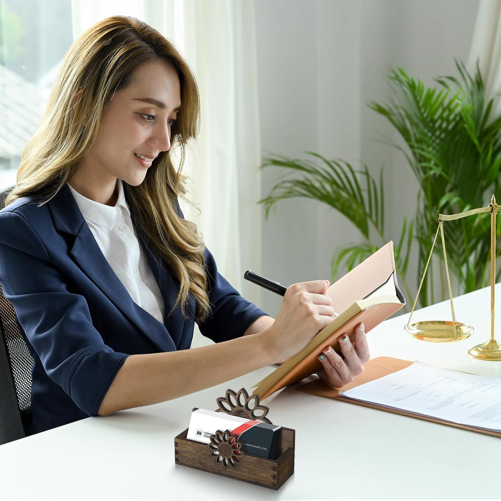 Tatuo 2 Pcs Business Card Holder for Desk Cute Business Card Holder