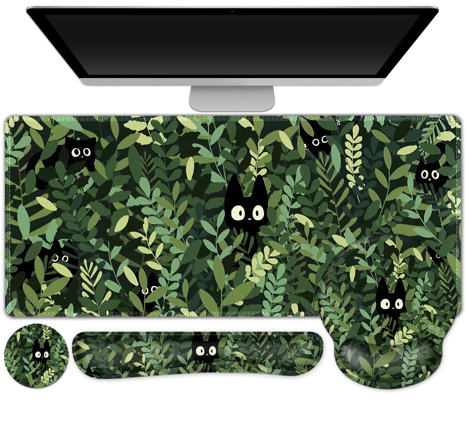 Gaming Mouse Pad Large Desk Mat, Cute Purple Marble Rose Desk Pad Protector