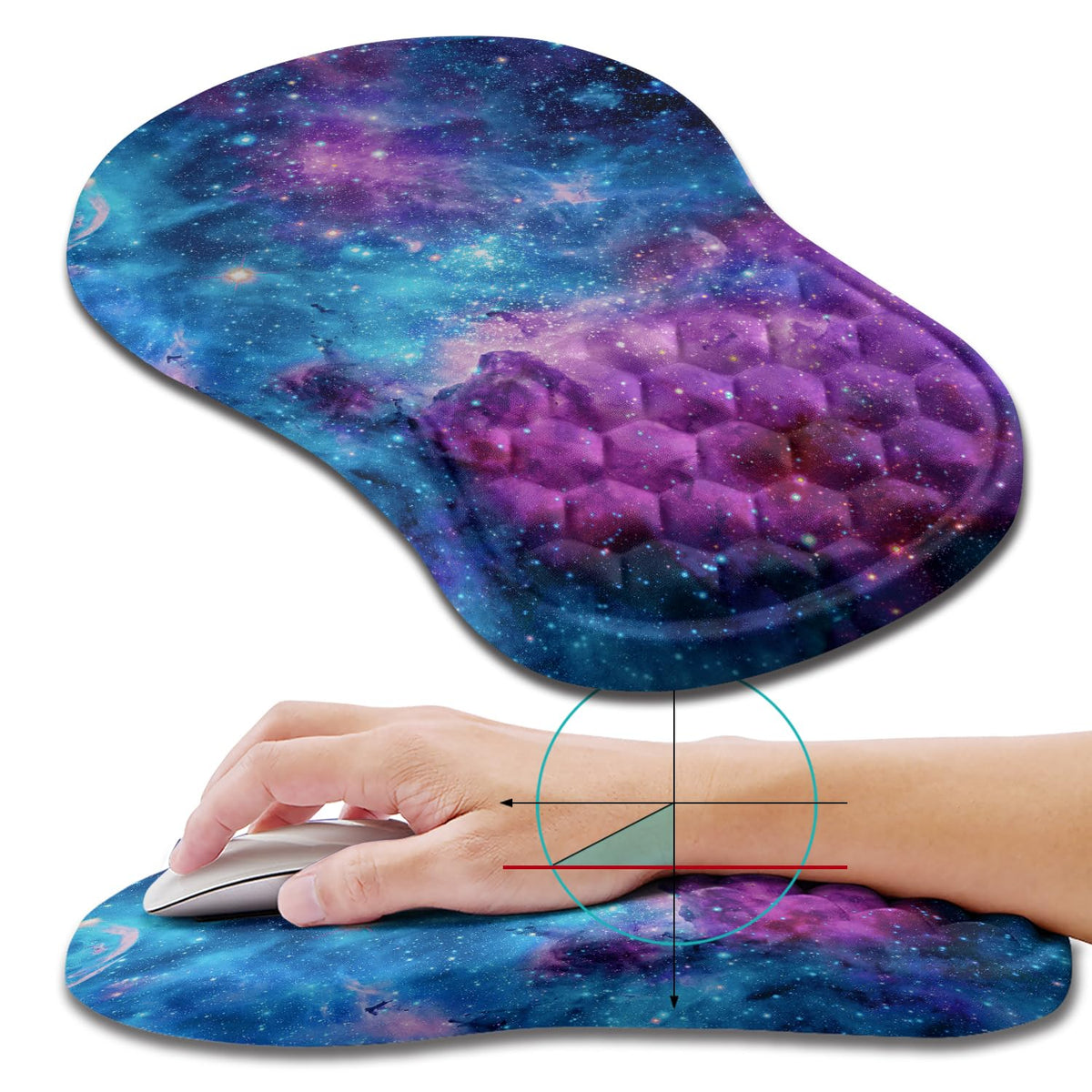 Hokafenle Ergonomic Mouse Pad Wrist Support, Wrist Rest Mousepad for Carpal Tunnel Pain Relief with Integrated Memory Foam Slope Massage Bulge (11.8x7.9 inch,Topographic Contour)