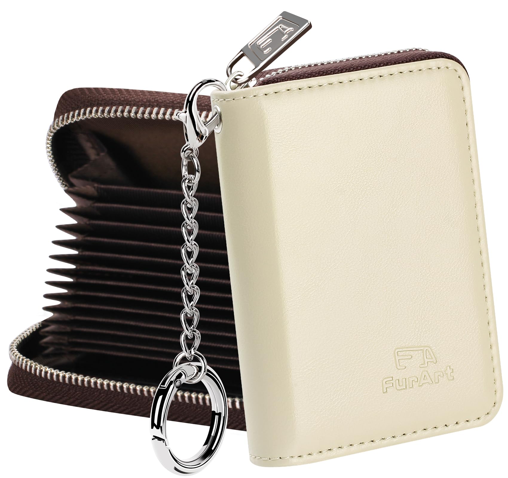 FurArt Zipper Wallet Women RFID Credit Card Holder keychain Wallet