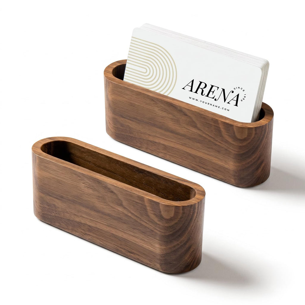 Business Card Holder for Desk, Minimalist Office Wooden Organizer