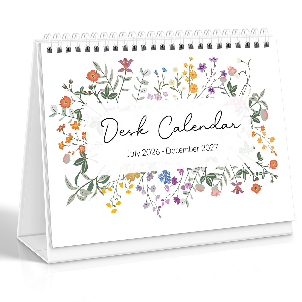 SKYDUE Small Desk Calendar 2026-2027, Jul. 2026- Dec. 2027, 8x6 Compact Standing Flip Desktop Calendar, Leaf