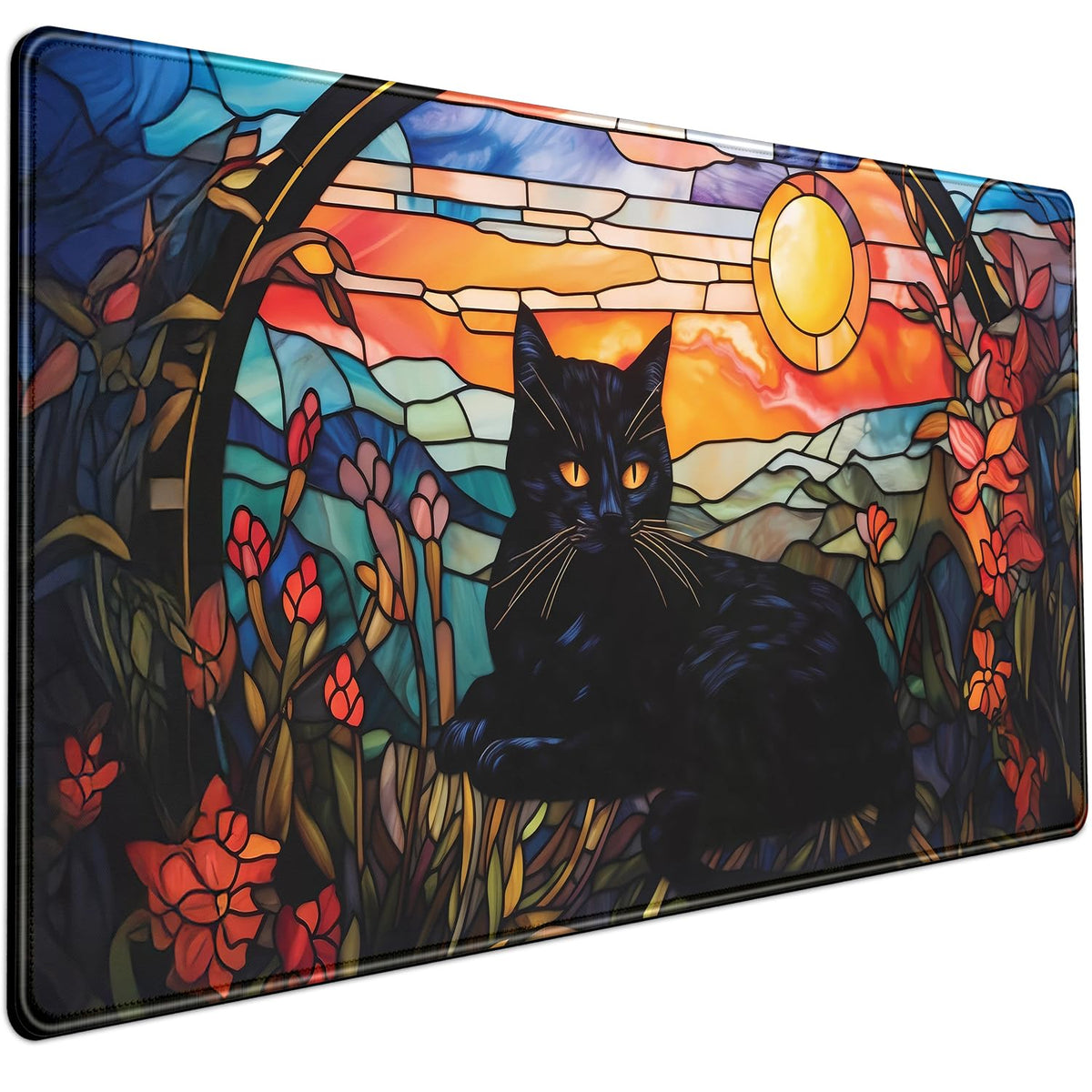 Black Vintage Desk Pad - Large Mouse Pad & Laptop Keyboard Mat - Non-Slip Base - 31.5 x 15.8 in - Gaming & Office Desk Decor