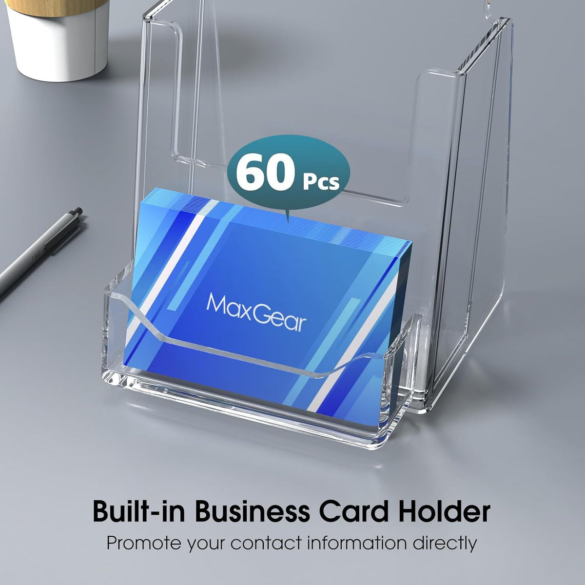 MaxGear Acrylic Brochure Holder Flyer Display Stand 4 x 9 Inch, 2 Pack