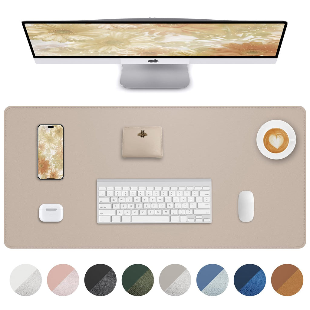 AFIING Large Desk Mat 55" x 24" - PU Leather Desk Pad Protector, Waterproof Non-Slip Extended Mouse Pad for Office Desk, Keyboard, Laptop and Home Workspace (Black)