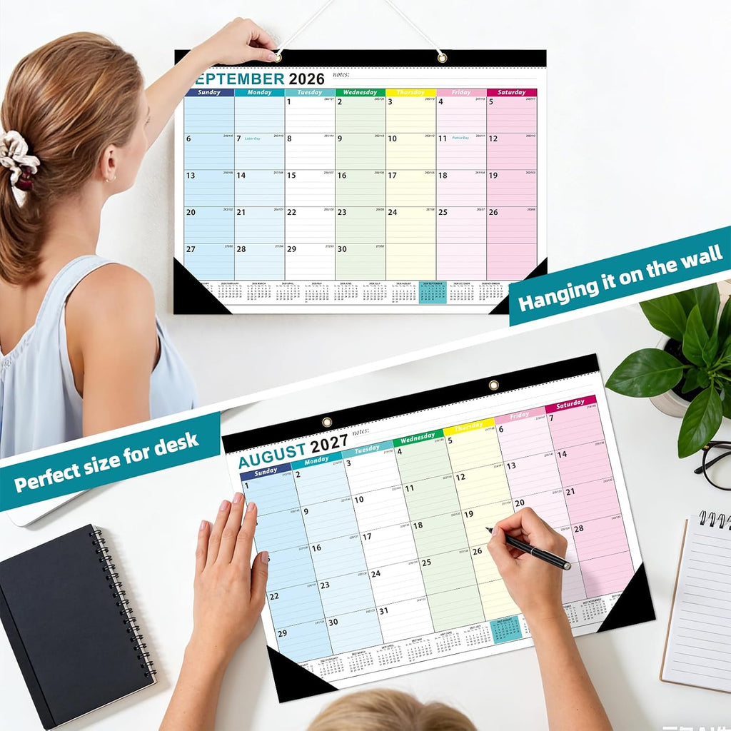 ZTX Desk Calendar 2026-2027 18 Month Big Planner Colorful