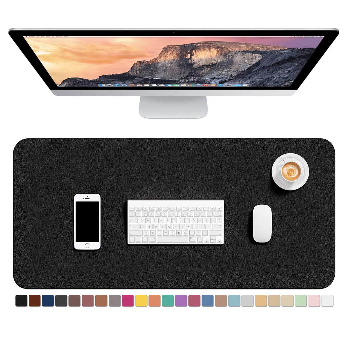Hsurbtra Desk Pad, 30" x 14" PU Leather Desk Mat, XL Extended Mouse Pad, Waterproof Desktop Blotter Protector, Non-Slip Ultra Thin Large Laptop Keyboard Writing Mat for Office Home, Pink