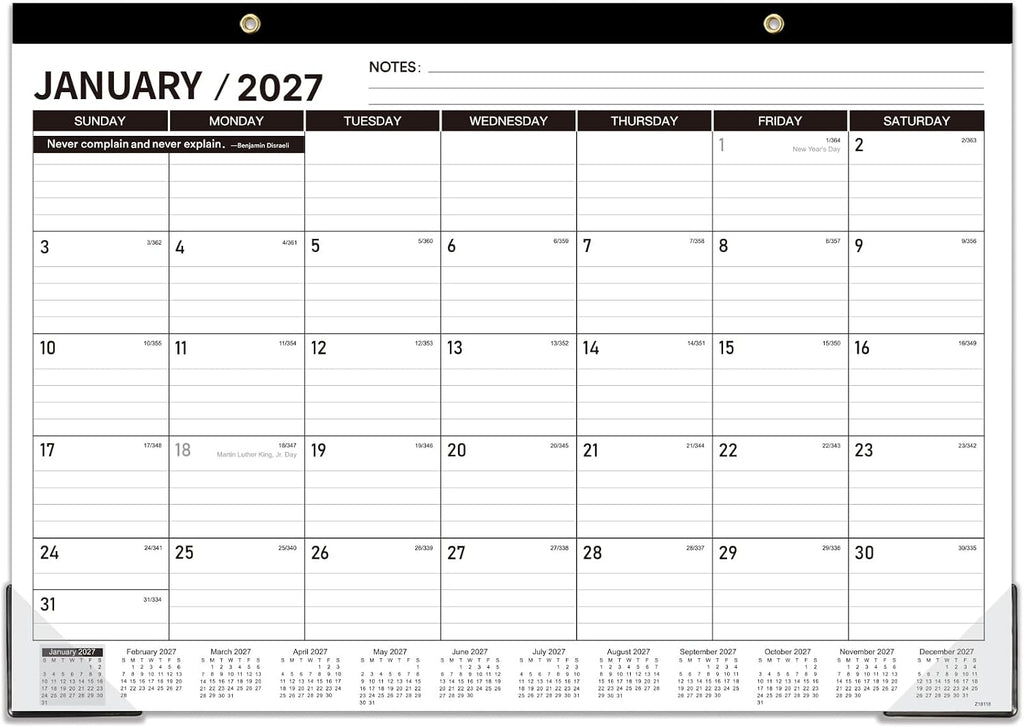 2027 Desk Calendar - JAN 2027 - DEC 2027, 12 Month Large Desk Calendar 2027