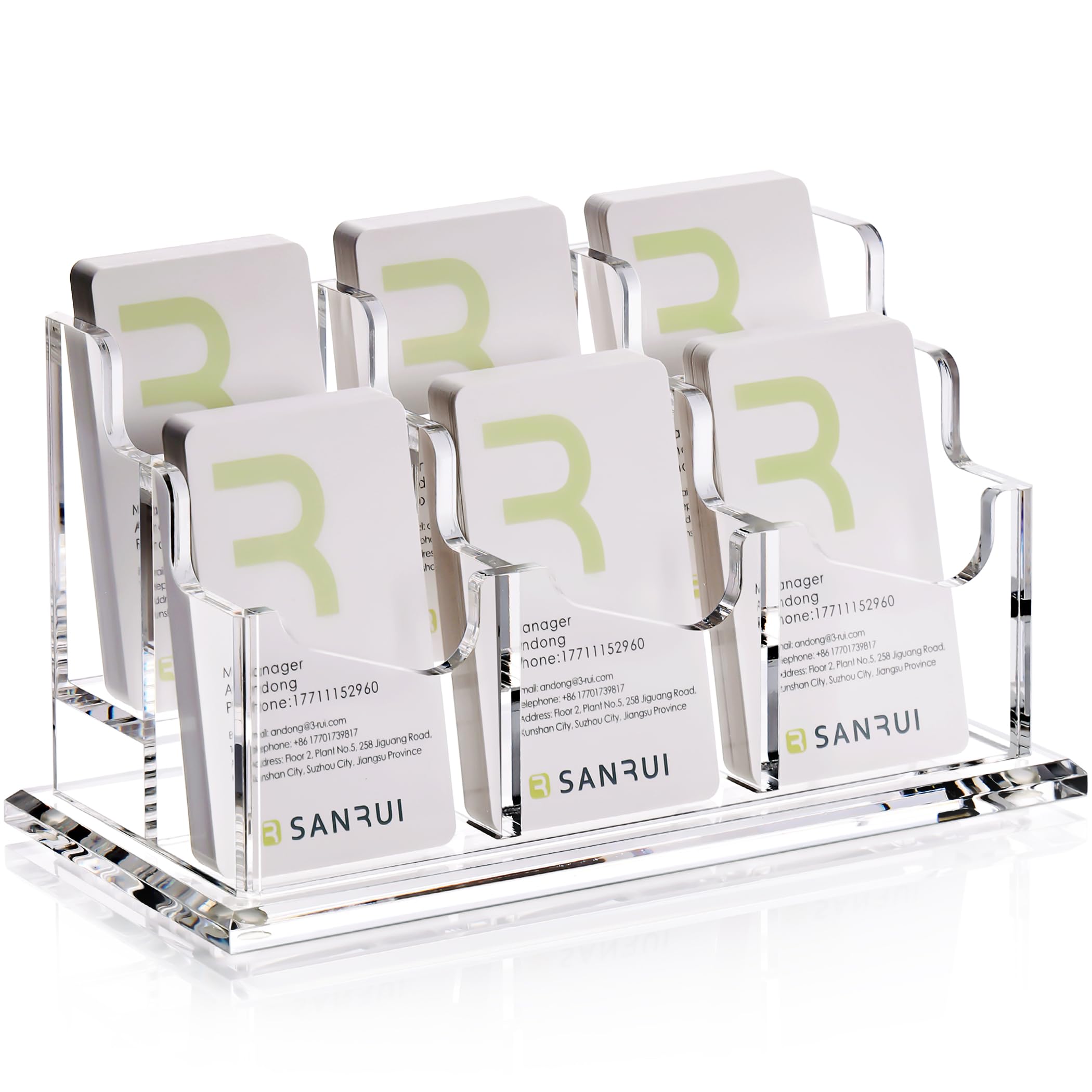 SANRUI Acrylic Business Card Holder for Desk, Clear Vertical Card Organizer