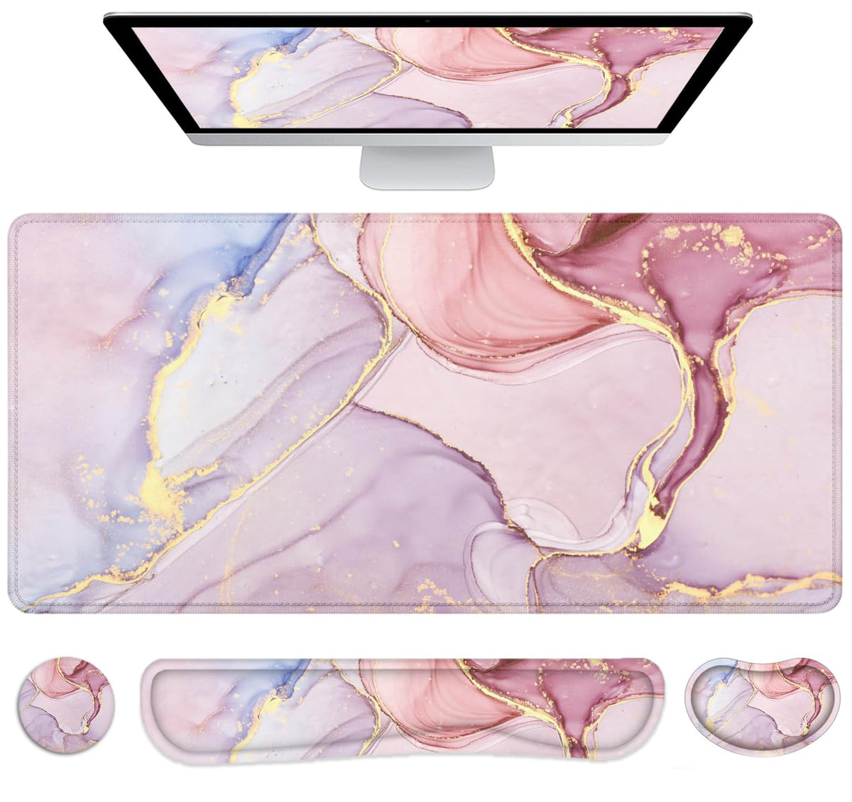 Large Mouse Pad with Wrist Rest, 4-in-1 Wrist Rest for Keyboard and Mouse