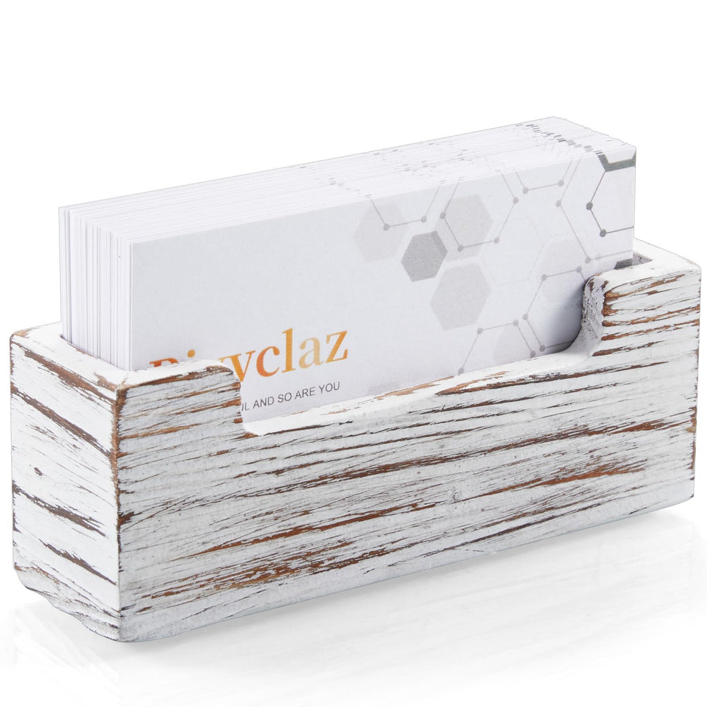 Bivvclaz Business Card Holder Desk, Acacia Wood Business Card Organizer Desktop Business Card Display Stand for Office Tabletop Exhibition, Small Business Essentials