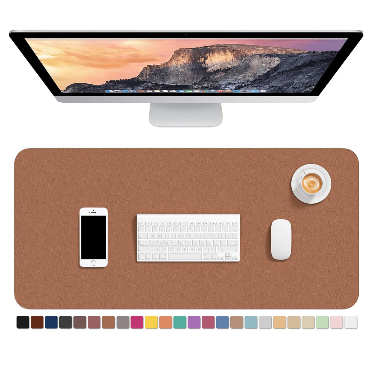 Hsurbtra Desk Pad, 30" x 14" PU Leather Desk Mat, XL Extended Mouse Pad, Waterproof Desktop Blotter Protector, Non-Slip Ultra Thin Large Laptop Keyboard Writing Mat for Office Home, Pink