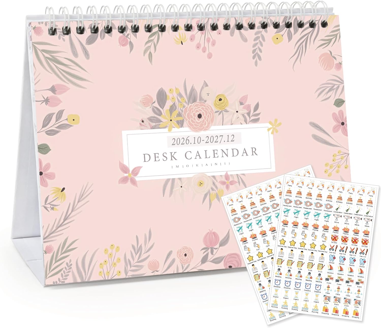 Mokani Small Desk Calendar 2026-2027, Desktop Calendar Oct.2026-Dec.2027
