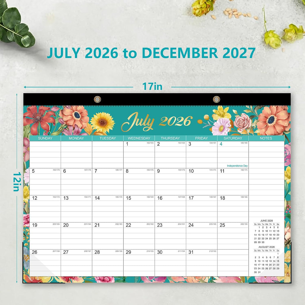 Desk Calendar 2026-2027 - 18 Month Desk Top Calendar 2026-2027, 17" x 12"