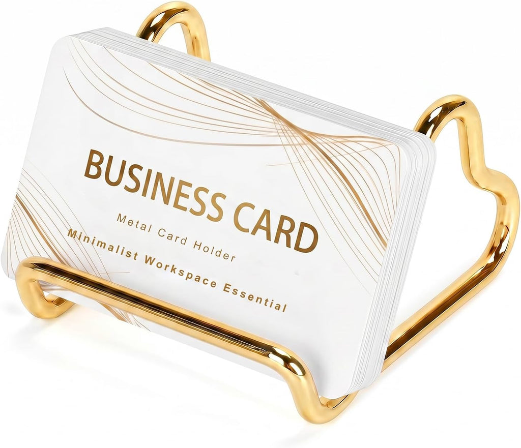 Business Card Holder Desk,Cute Metal Business Cards Holder, Heart Shaped Business Card Display Stand for Men & Women, Small Smartphone Stand & Photo Holder for Office Vendor Booth (Gold)
