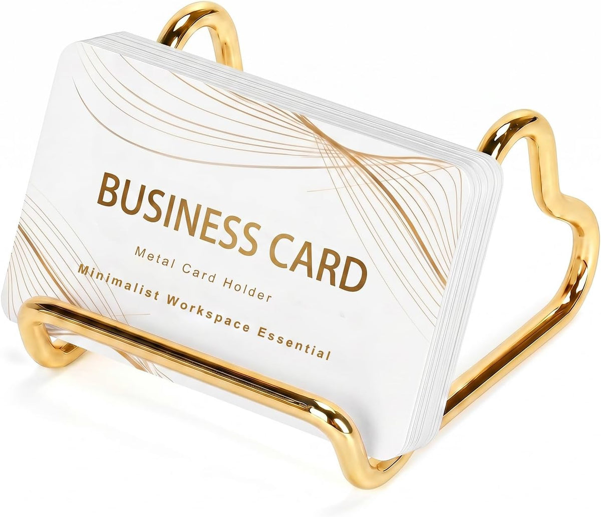 Business Card Holder Desk,Cute Metal Business Cards Holder, Heart Shaped Business Card Display Stand for Men & Women, Small Smartphone Stand & Photo Holder for Office Vendor Booth (Gold)