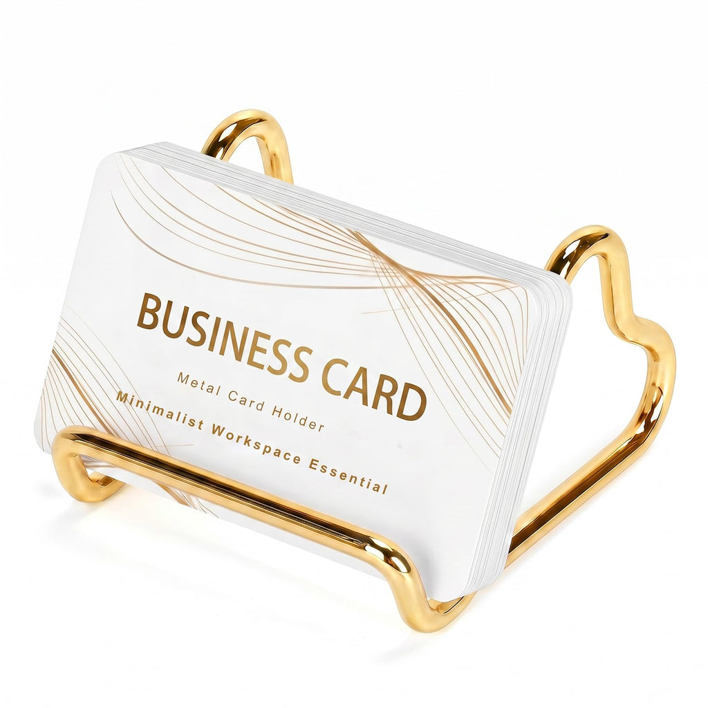 Business Card Holder Desk,Cute Metal Business Cards Holder, Heart Shaped Business Card Display Stand for Men & Women, Small Smartphone Stand & Photo Holder for Office Vendor Booth (Gold)