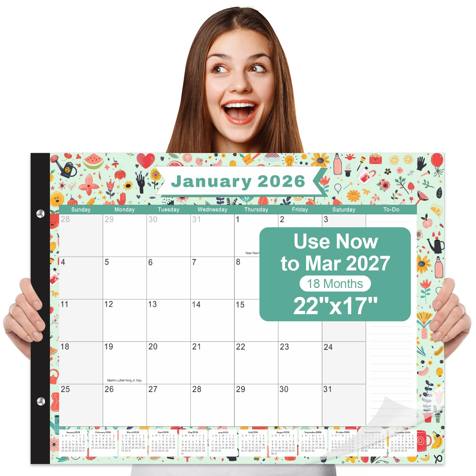 Large Desk Calendar 2026-2027,Jul 2026-Dec 2027,Gannyfer 18-Month Calendar