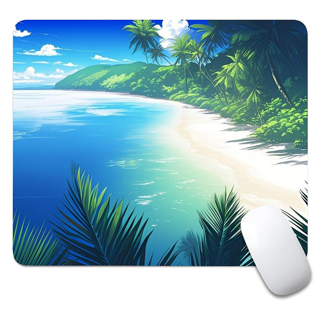 Beach Sunset Mouse Pad,Cute Mouse pad,Custom Small Mouse Pads with Designs,Portable Office Non-Slip Rubber Base Wireless Mouse Pad for Laptop