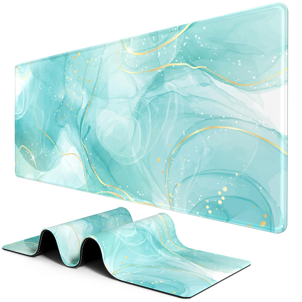 BOSOBO Extended Gaming Desk Mat, XXL Full Cover 31.5 x 11.8 Inches, Black Leopard Print