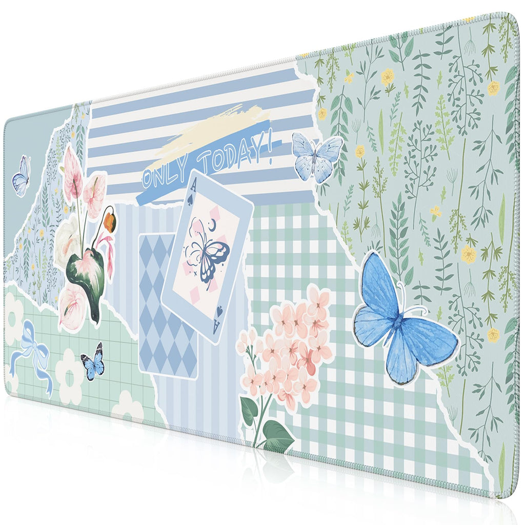 iCasso Desk Mat,Mouse Pad for Office Desk,35.4x15.7in,Pink Flowers