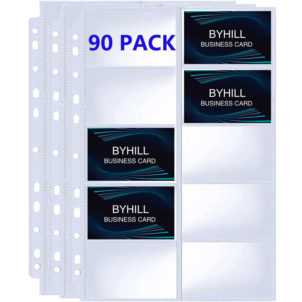 BYSTER 30 Pack 600 Pockets Business Card Sleeves Binder Sheets, Ultra-Clear Business Card Pages for 2/3/4 Ring Binder, Double Sided 10 Pocket Credit Card Pages