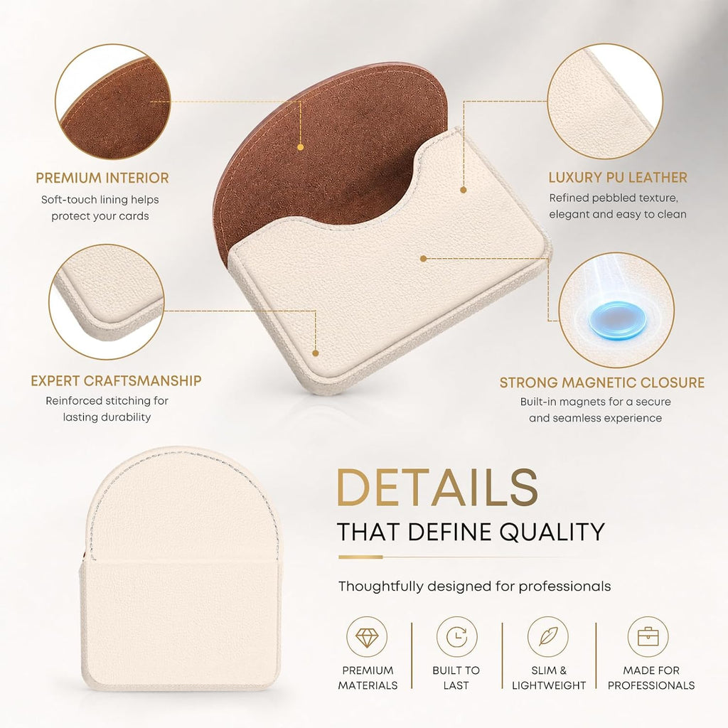 Business Card Holder，PU Leather Business Card Case Wallet White