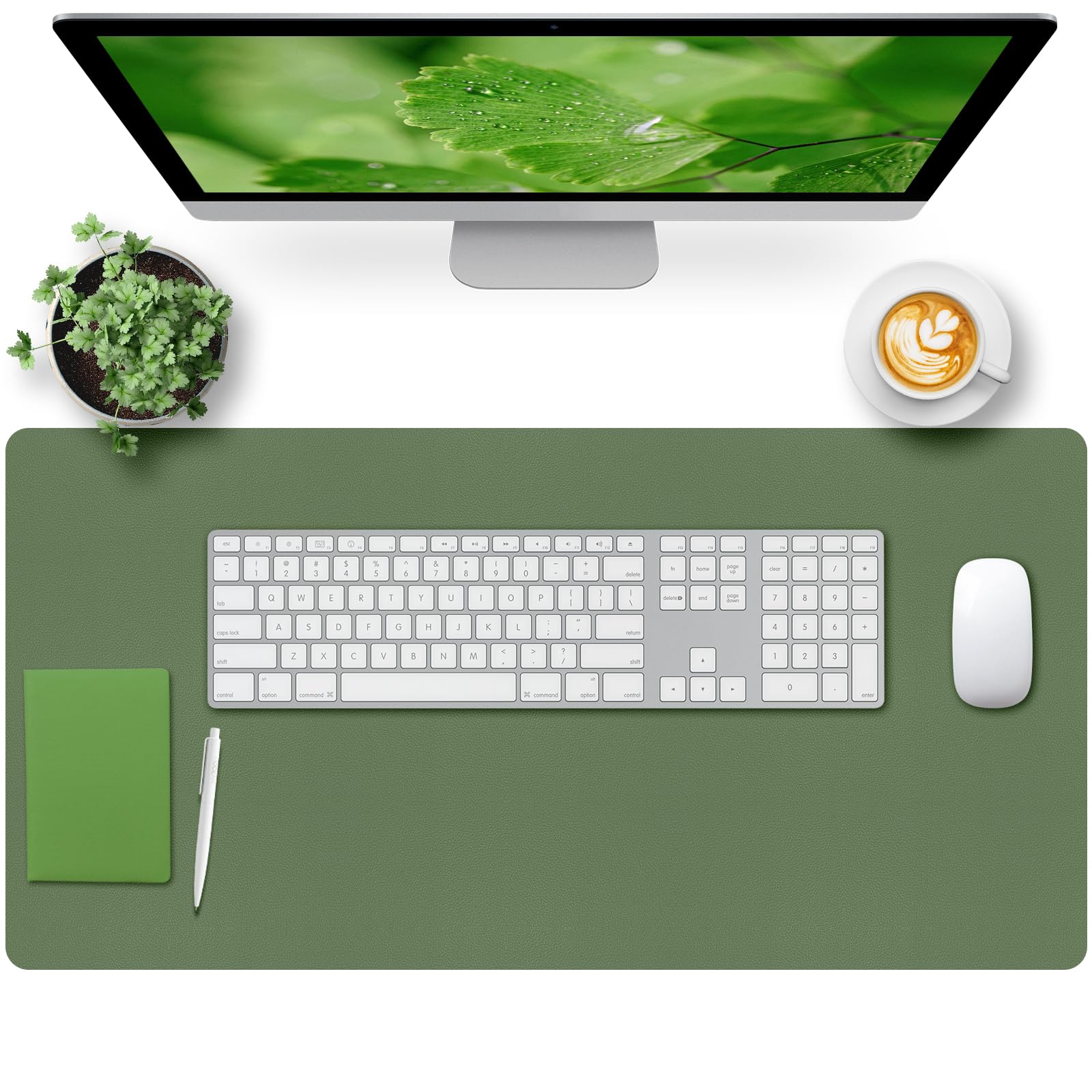 Bloss Leather Desk Pad and Keyboard Wrist Rest, Large Mouse Pad + Keyboard Pad+Mouse Wrist Support, Non-Slip Desk Mat Protector for Office, Home(31.5×15.7 Inches,Beige)