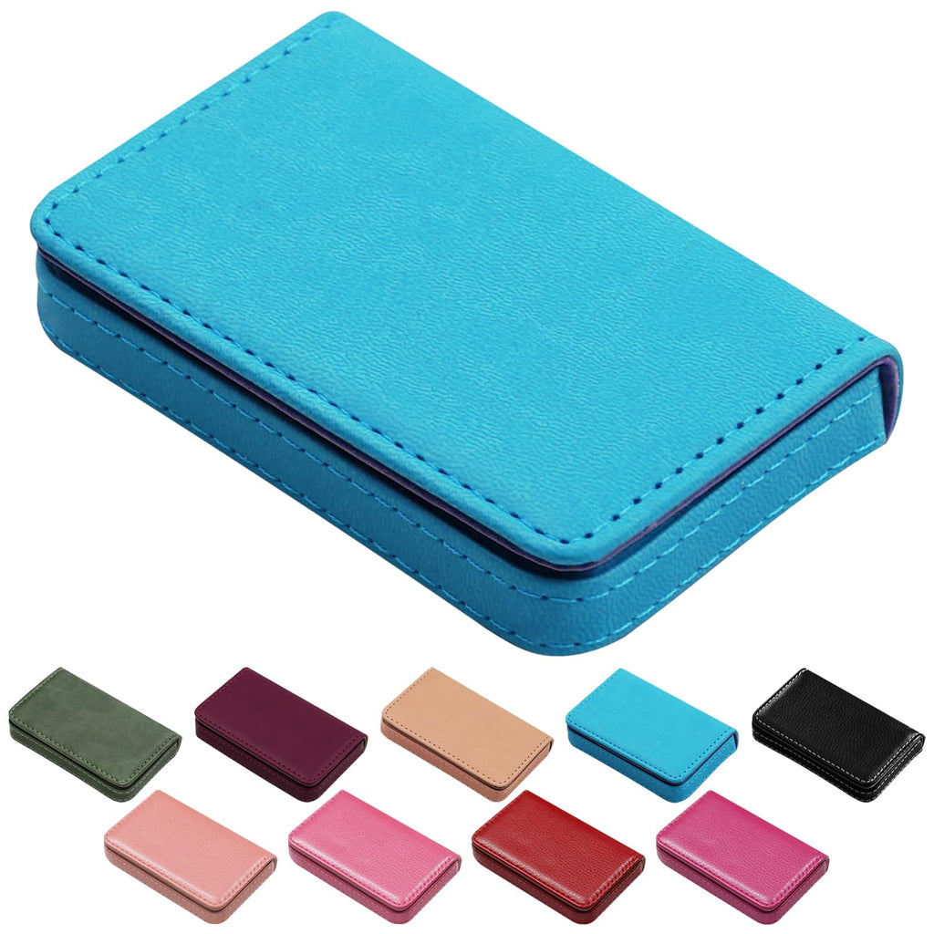 Business Credit Card Holders, Magnetic Sealing Anti Drop, PU Leather Debit Card Protector Organizer Case (Maroon Red)