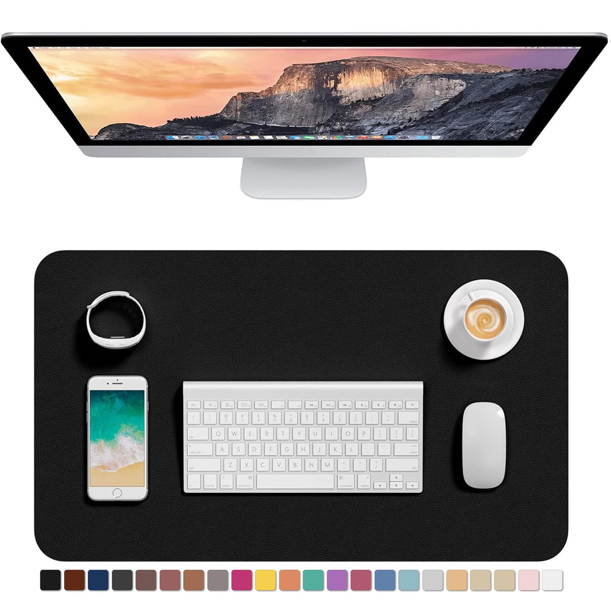 Hsurbtra Desk Pad, 30" x 14" PU Leather Desk Mat, XL Extended Mouse Pad, Waterproof Desktop Blotter Protector, Non-Slip Ultra Thin Large Laptop Keyboard Writing Mat for Office Home, Pink