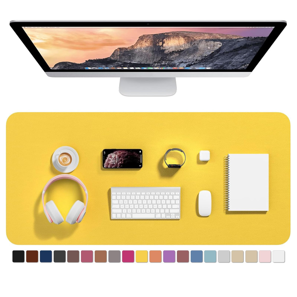Hsurbtra Desk Pad, 30" x 14" PU Leather Desk Mat, XL Extended Mouse Pad, Waterproof Desktop Blotter Protector, Non-Slip Ultra Thin Large Laptop Keyboard Writing Mat for Office Home, Pink