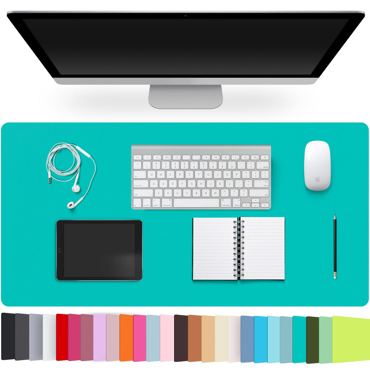 Leather Desk Pad Protector,Non-Slip Desk Pad(Black, 23.6" x 13.7")