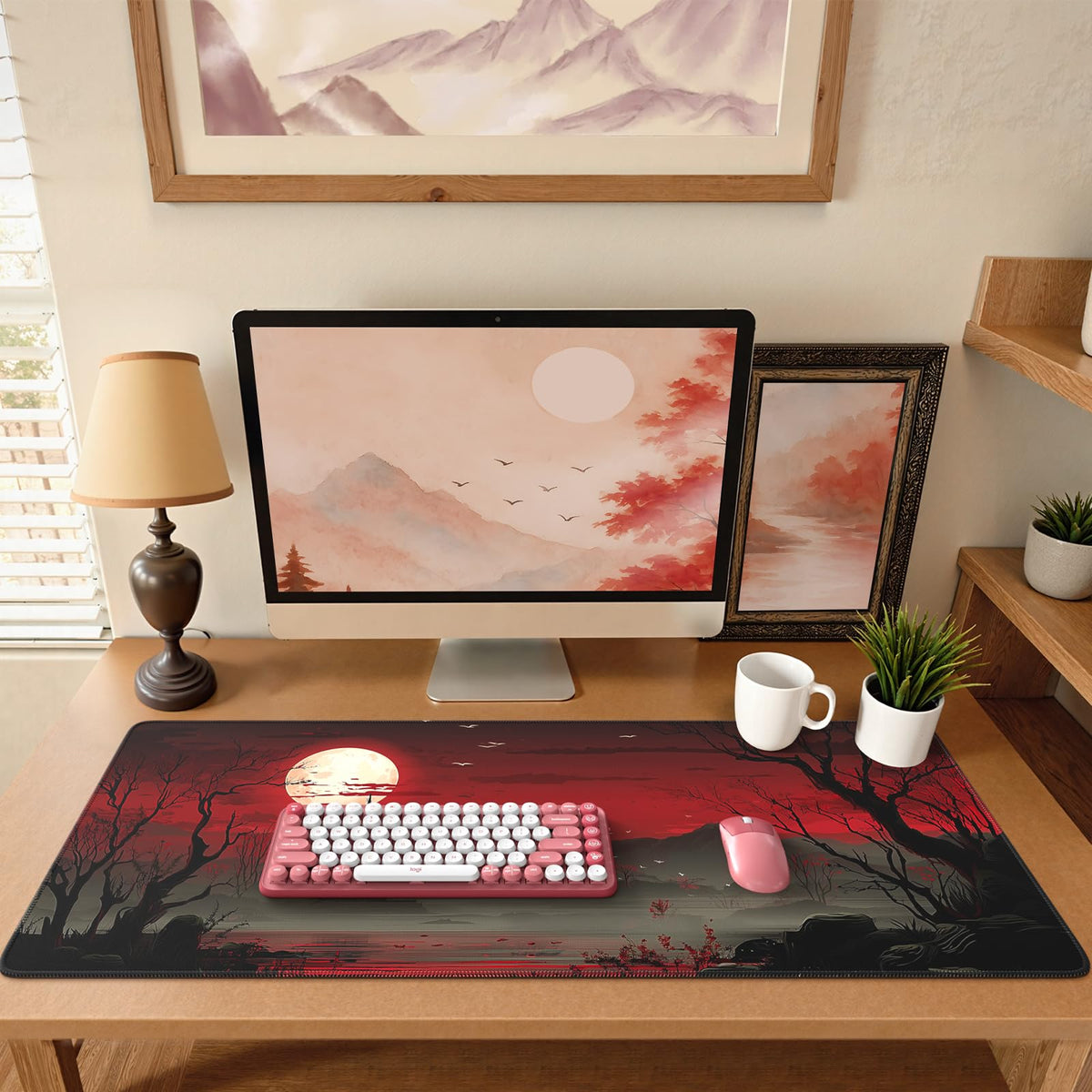 iCasso Desk Cover Mat, Office Mouse Pad,35.4x15.7in,Retro Black
