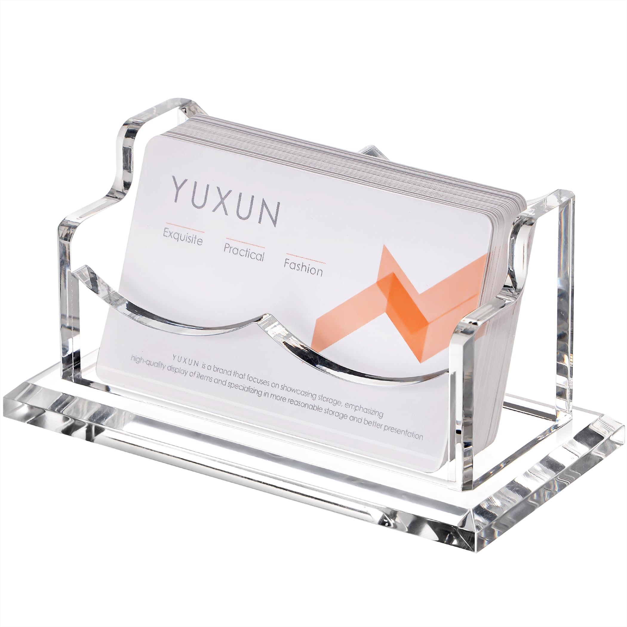 YUXUN Business Card Holder Display for Desk, Clear Acrylic Cards Organizer 3 Tier 3 Slots, Business Card Stand for Women Men, Multiple Business Card Display for Exhibition, Home, Office