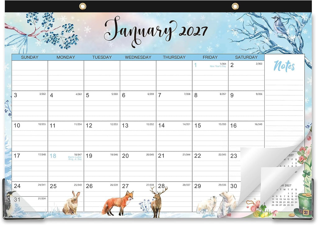 2027 Desk Calendar - 2027 Calendar, Jan. 2027 - Dec. 2027, 17”x 12”