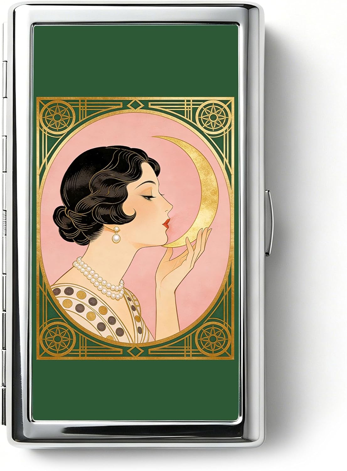 Vintage Art Deco Versatile Card & Cash Case, Slim Metal Wallet for Women Men Credit ID Business Cards (#A)