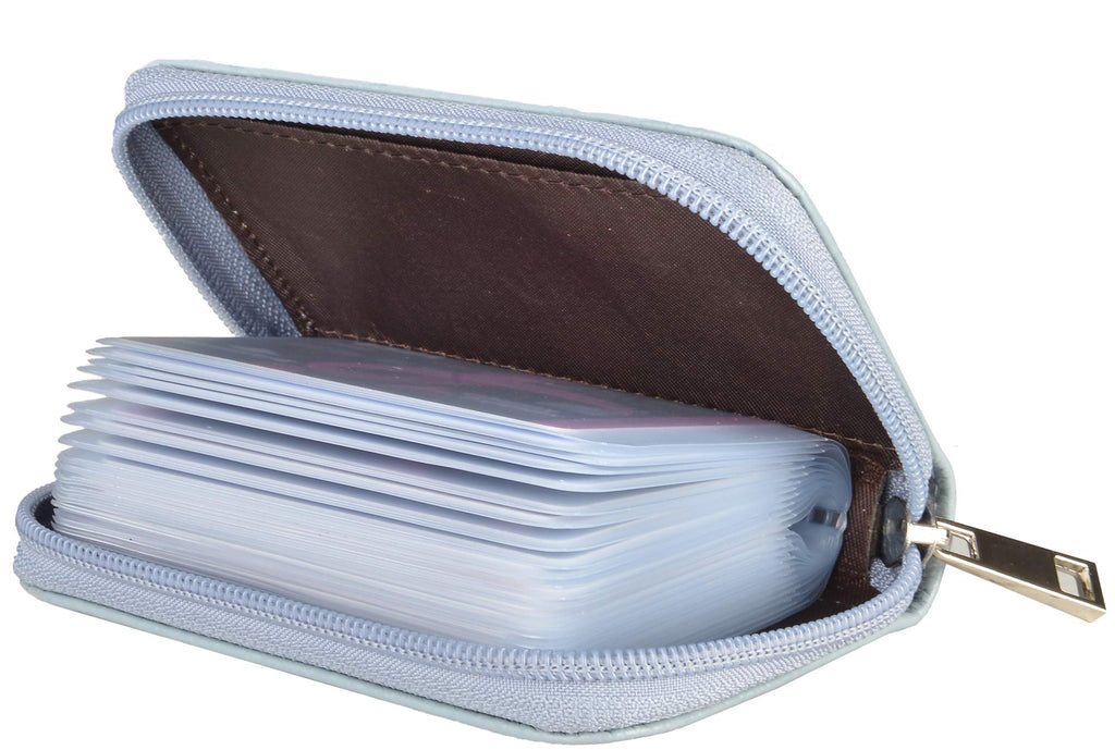 Easyoulife Genuine Leather Credit Card Holder Zipper Wallet With 26 Card Slots