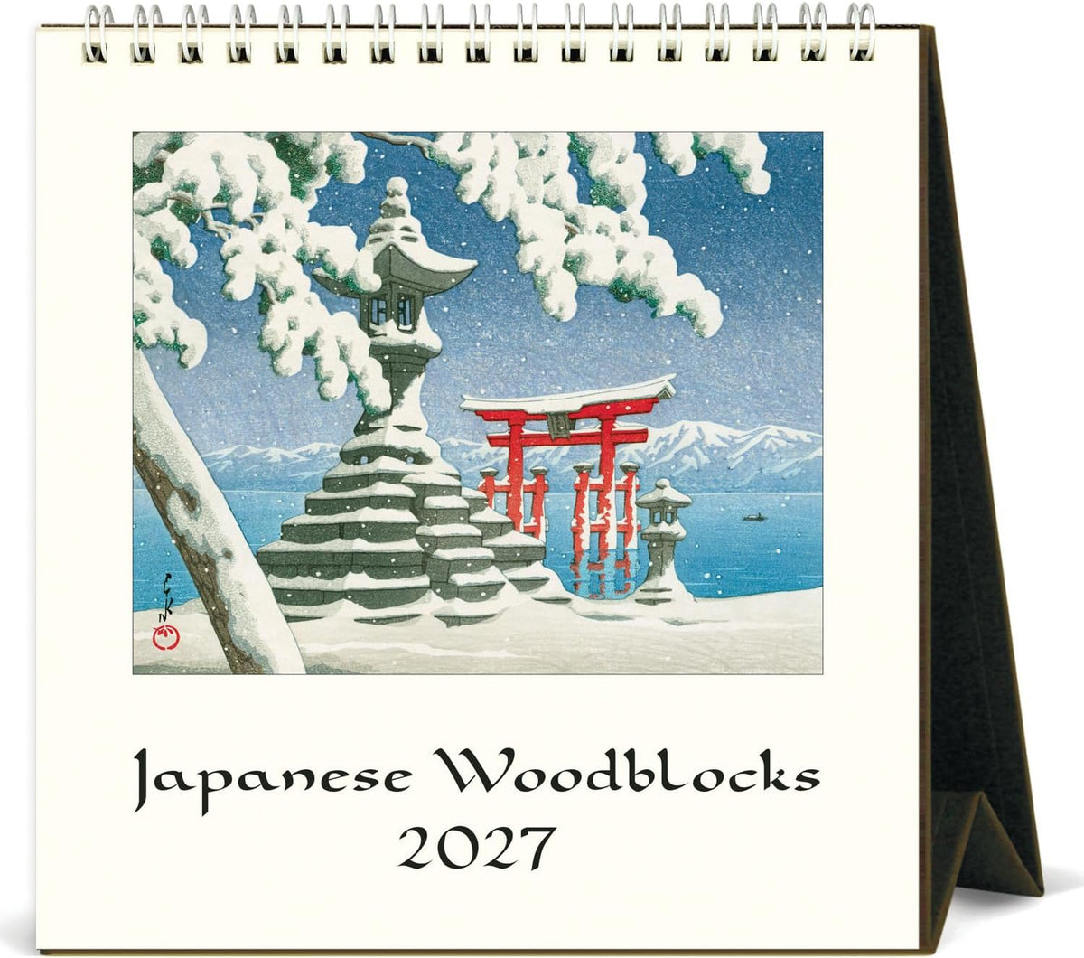 Cavallini 2027 Japanese Woodblock Easel Desk Calendar, 6x6.5 Inches, 12 Month
