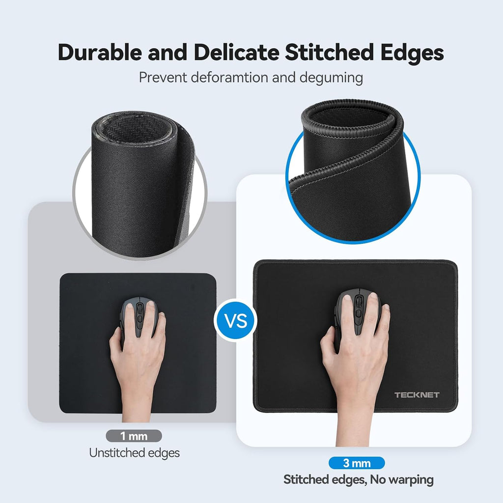 TECKNET 4 Pack Mouse Pad with Durable Anti-fray Stitching, Small Mousepad