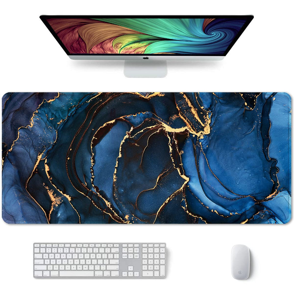 Auhoahsil Desk Mat, Ultra Large Mouse Pad, XXL Gaming Mousepad, Green Tropical Leaves Deskpad, Big Extended Full Size Mouse Pad, Desktop Desk Matt for Keyboard, Laptop & Computer, 35.5 x 15.7 in