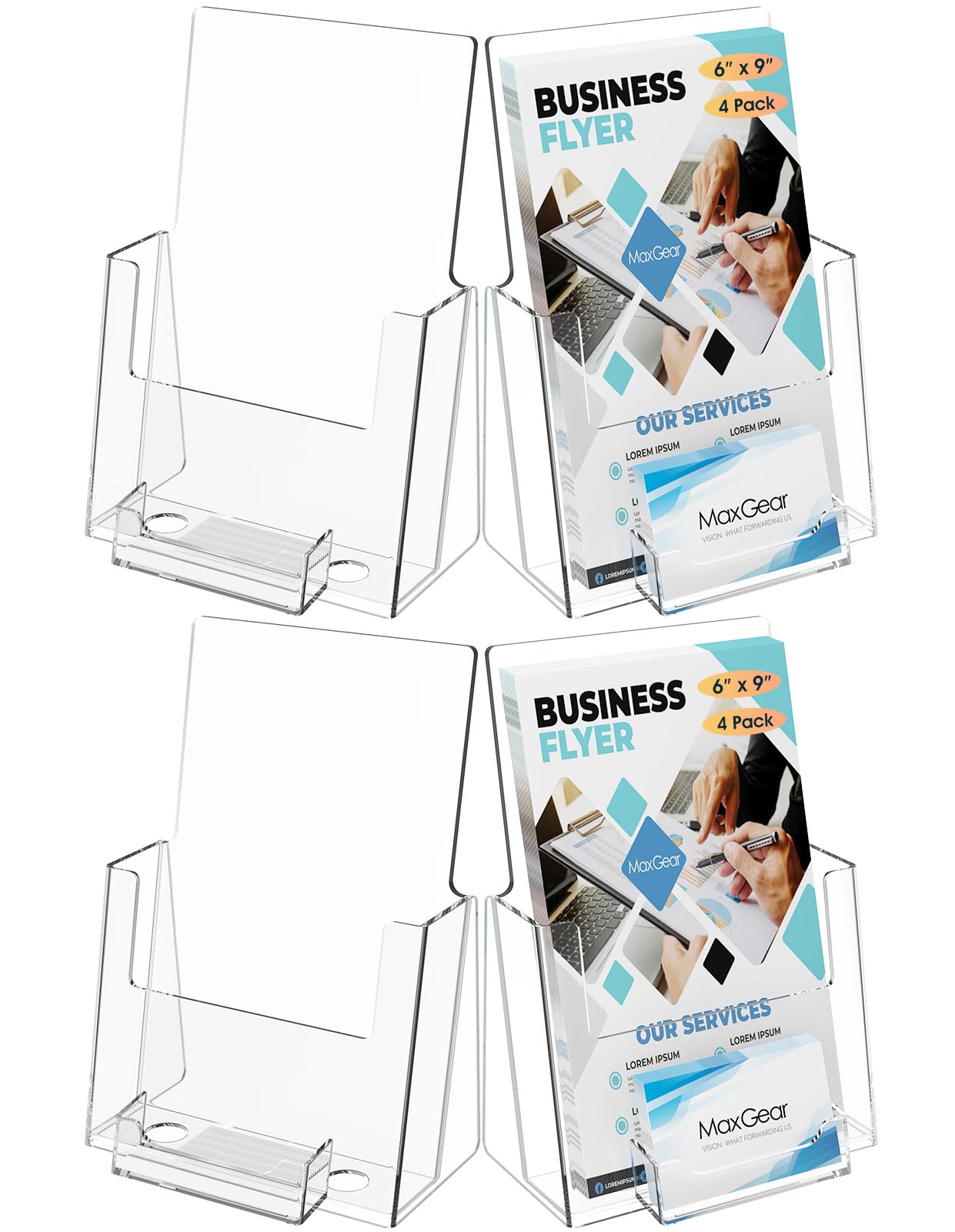 MaxGear Acrylic Brochure Holder Flyer Display Stand 4 x 9 Inch, 2 Pack