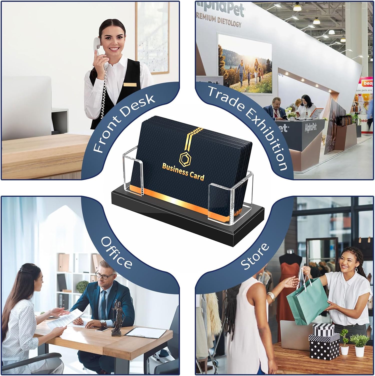 NIUBEE Acrylic Business Card Holder 2pcs, Gift Cards Display Stand for Desk