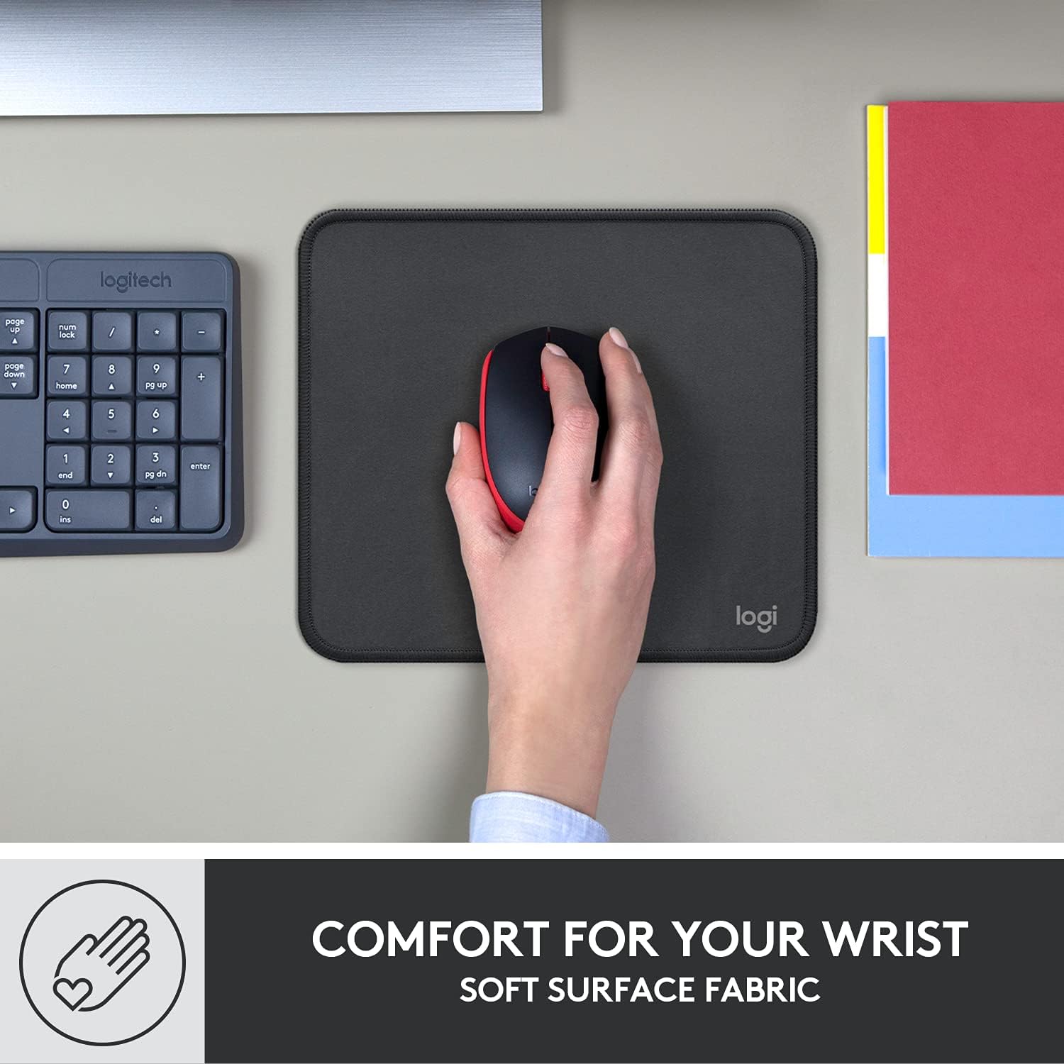 Logitech Studio Series Small Mouse Pad, Anti-Slip 9x8 Inches, Graphite