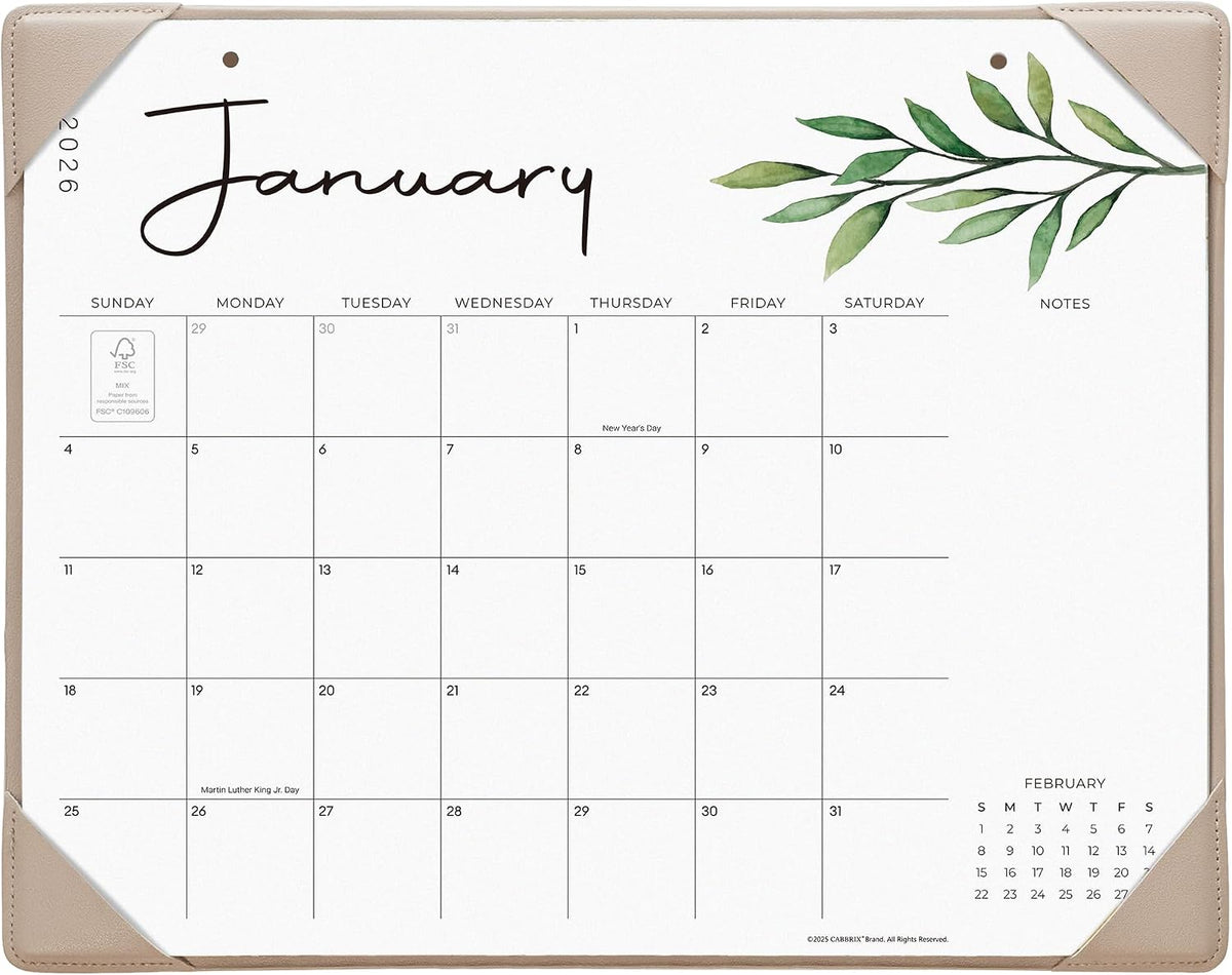 Cabbrix Desk Calendar 2026 with Desktop Mat, Aesthetic Desk Pad Calendar 15 x 12 Inch Covering July 2026 to June 2027, Desk Blotter Calendar for Home School and Office, Apricot