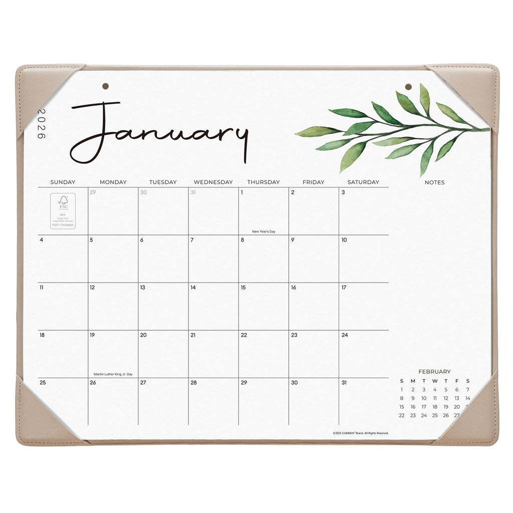 Cabbrix Desk Calendar 2026 with Desktop Mat, Aesthetic Desk Pad Calendar 15 x 12 Inch Covering July 2026 to June 2027, Desk Blotter Calendar for Home School and Office, Apricot