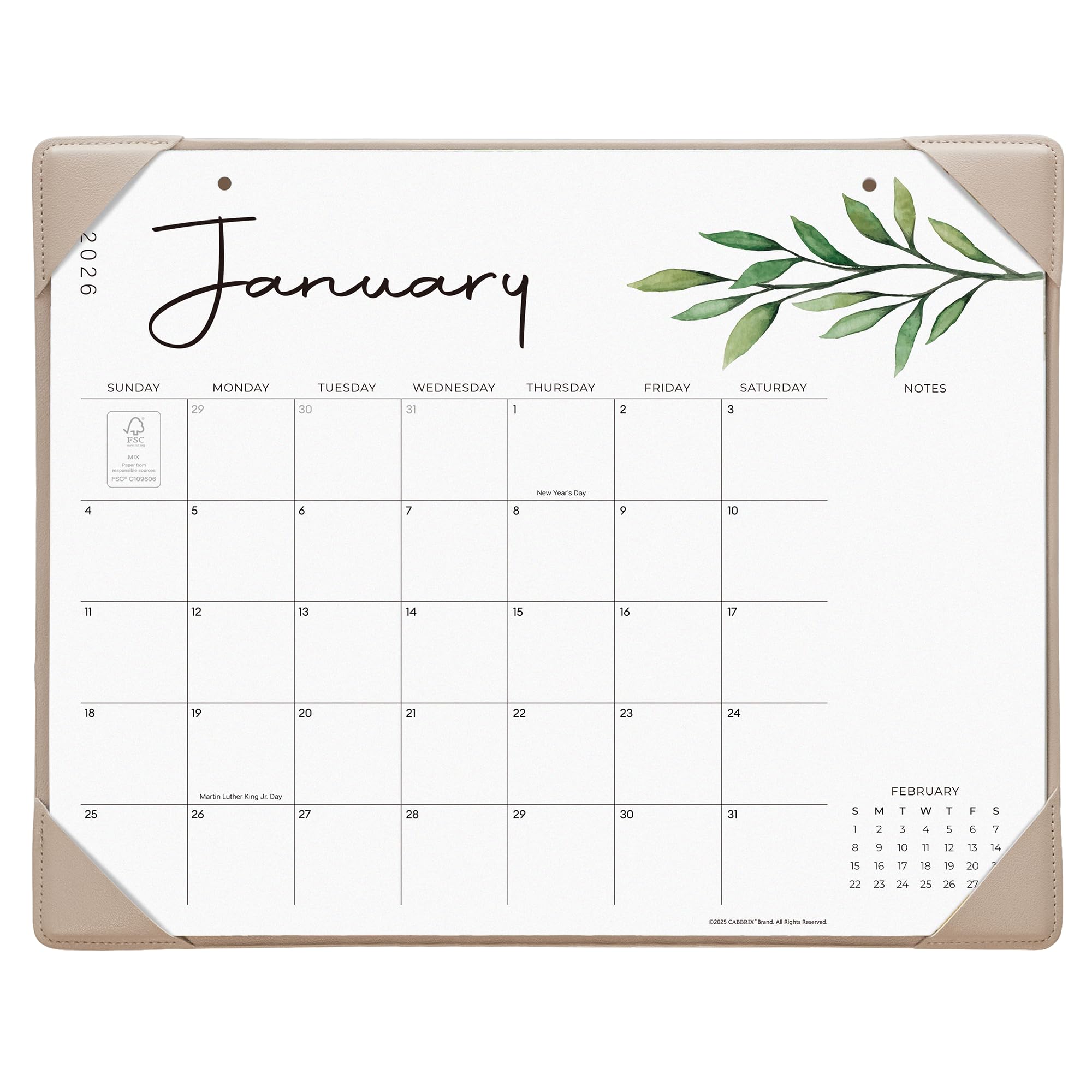 Cabbrix Desk Calendar 2026 with Desktop Mat, Aesthetic Desk Pad Calendar 15 x 12 Inch Covering July 2026 to June 2027, Desk Blotter Calendar for Home School and Office, Apricot