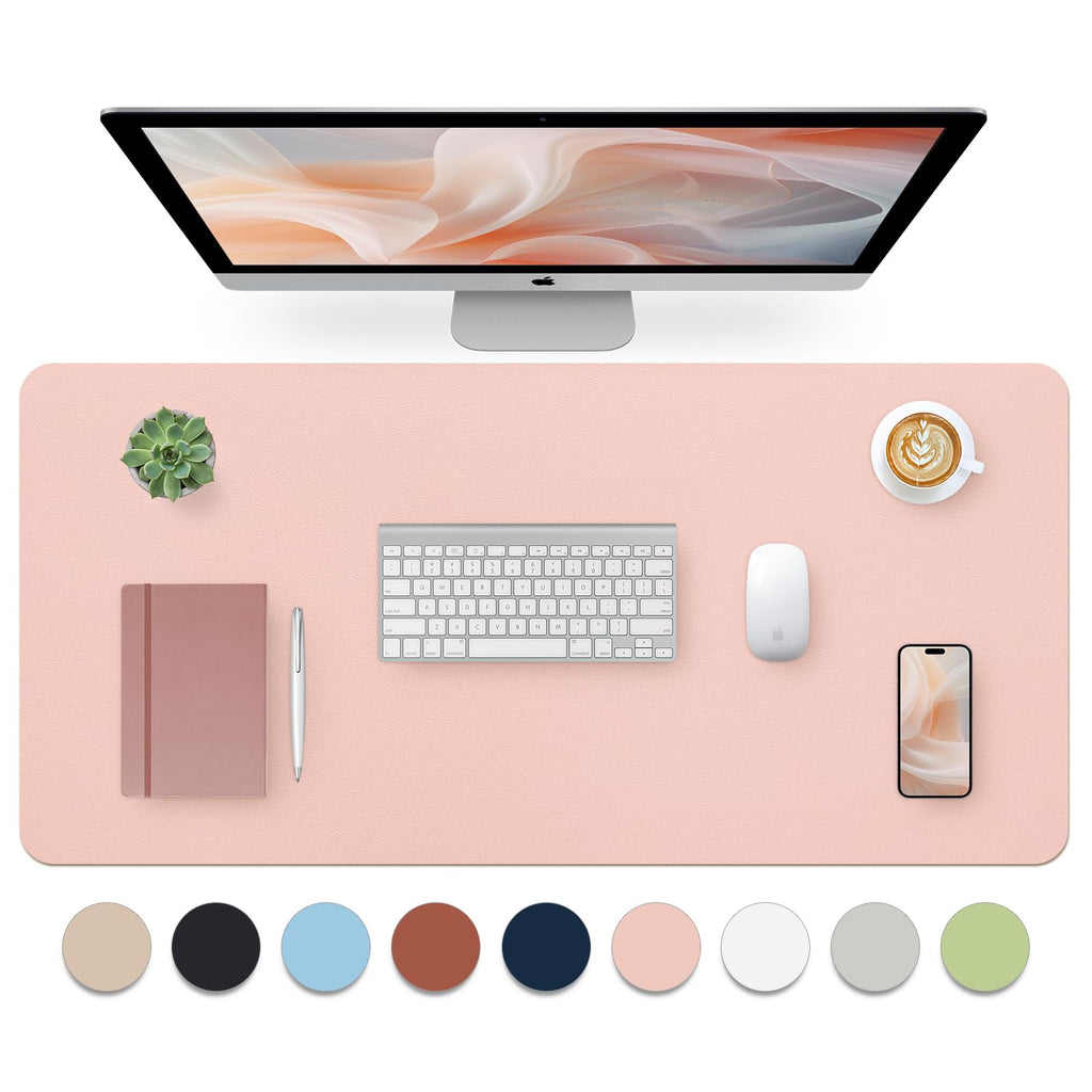 Bloss Leather Desk Pad and Keyboard Wrist Rest, Large Mouse Pad + Keyboard Pad+Mouse Wrist Support, Non-Slip Desk Mat Protector for Office, Home(31.5×15.7 Inches,Beige)